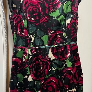 Nanette Lepore Rose Print Dress - Black, Green, Pink